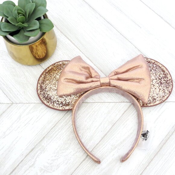 NEW! Disney Parks Minnie Mouse Ears Headband Glitter Rose Gold - Picture 3 of 5